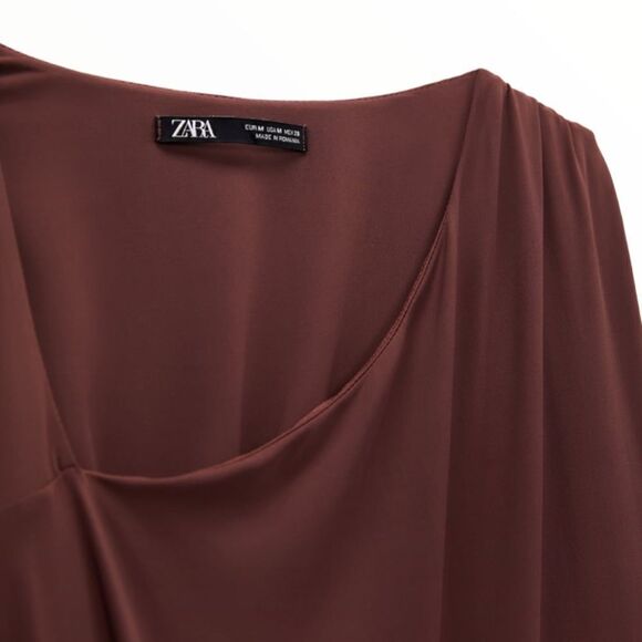 ZARA | Dark Brown | CUT OUT ASYMMETRICAL DRESS - Picture 4 of 12